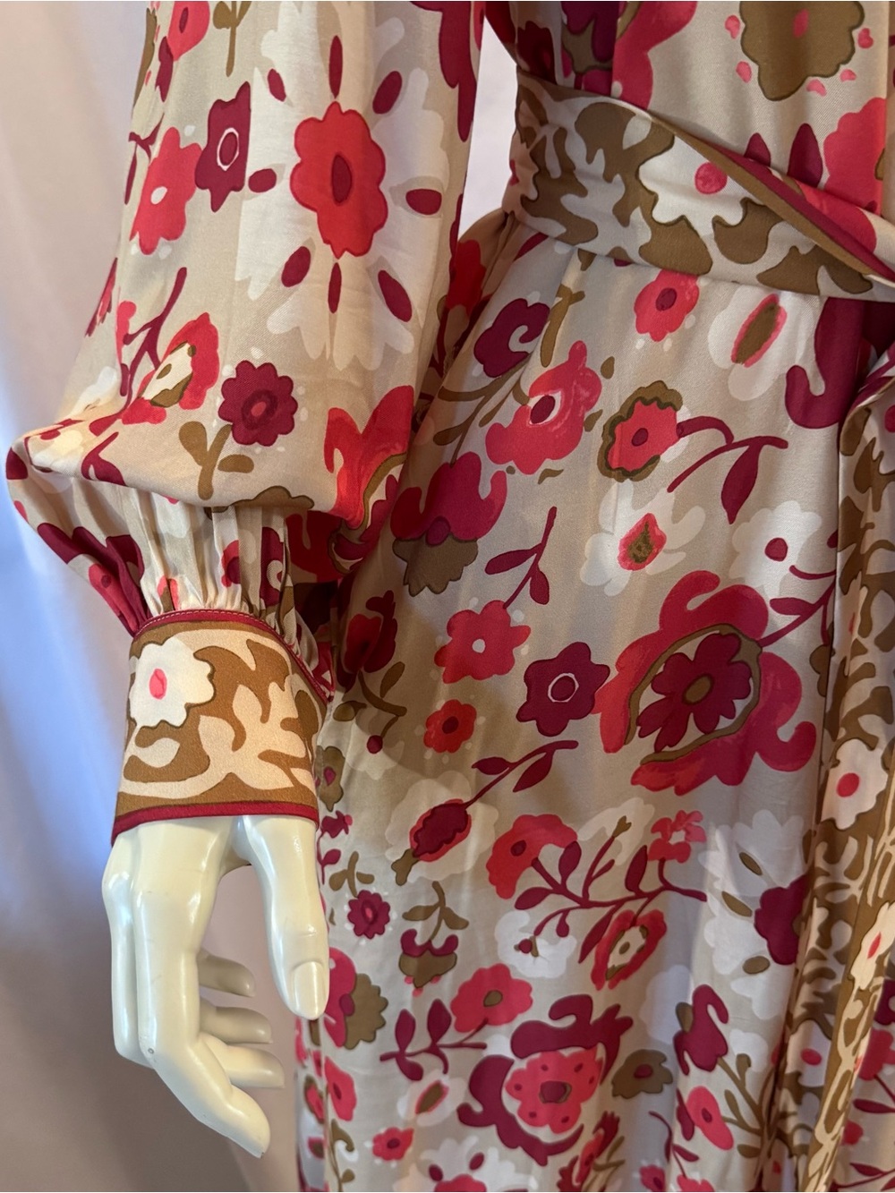 J. McLaughlin:Serena Maxi Shirt Dress with Red Floral Print:Size L - Picture 10 of 10